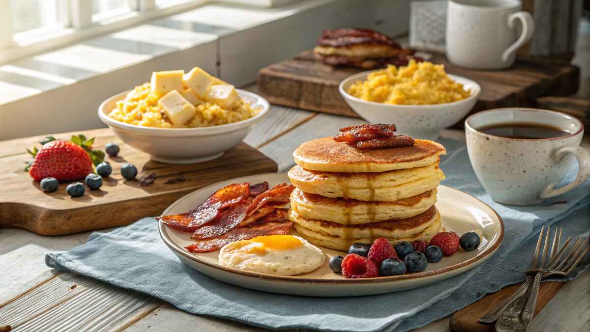 A Beautifully Arranged American Breakfast Spread O
