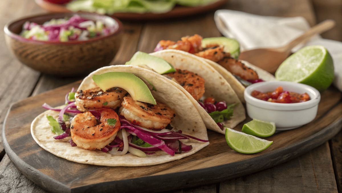 A Beautifully Plated Shrimp Taco Dish Featuring G