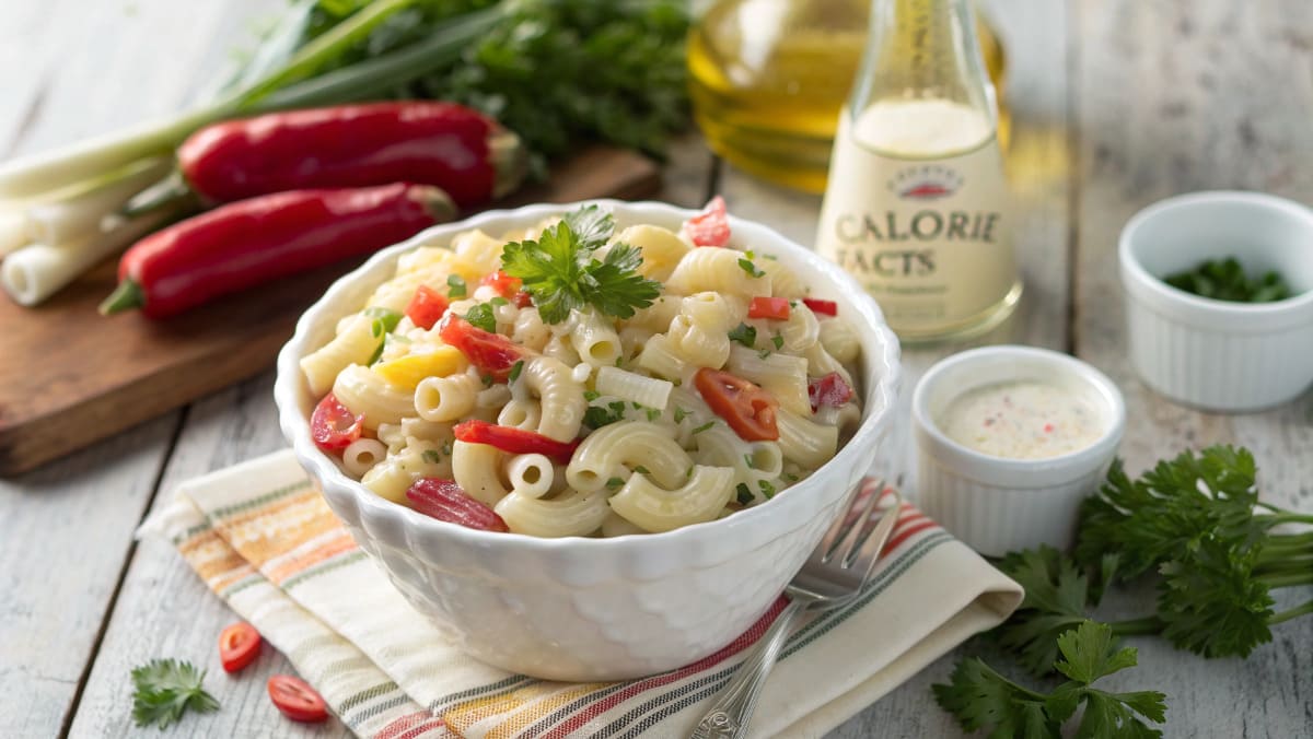 A Top Down View Of A Freshly Prepared Macaroni Sal